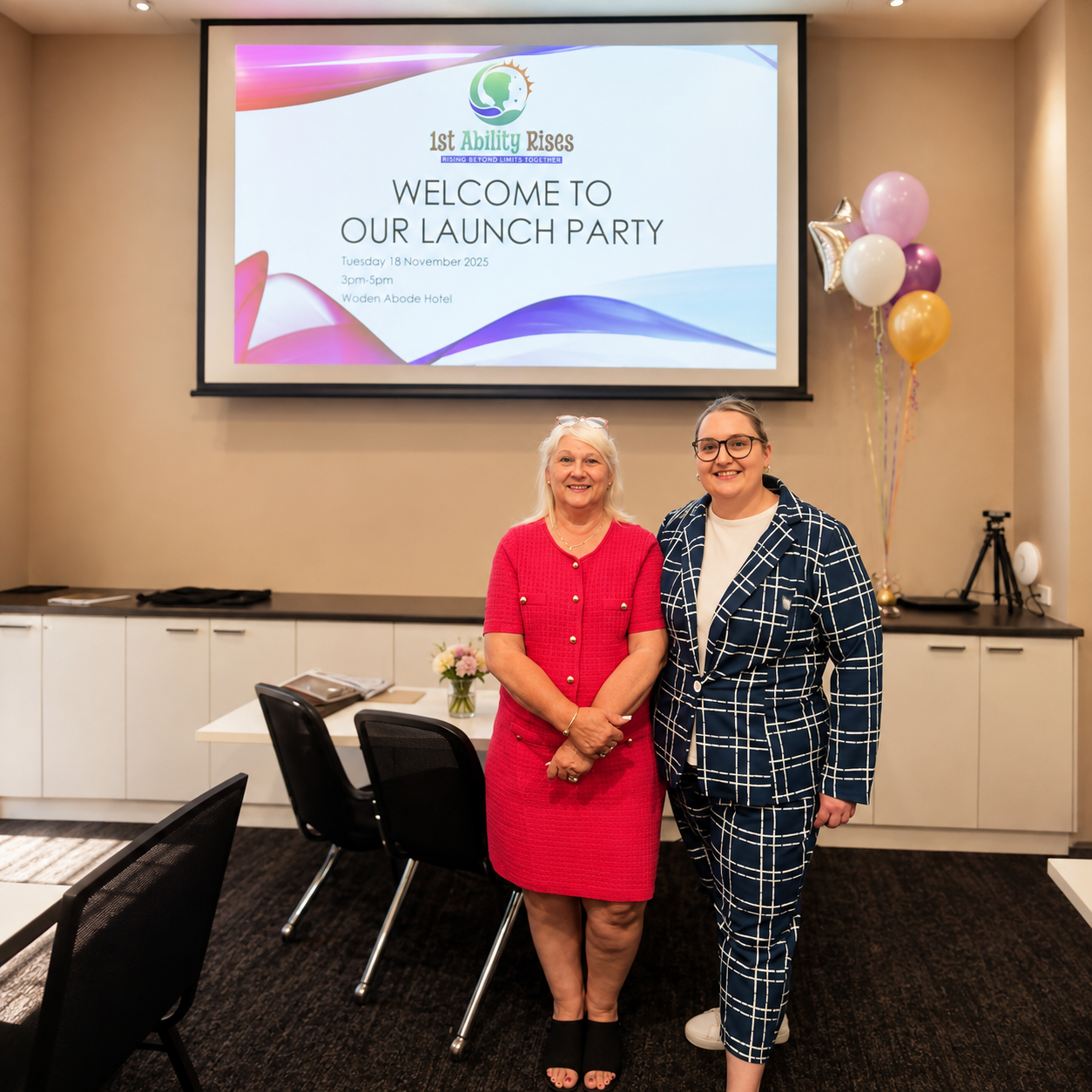 Jasna Seisun and Chloe Lavender, Co-Founders and Directors of 1st Ability Rises, at the company launch party